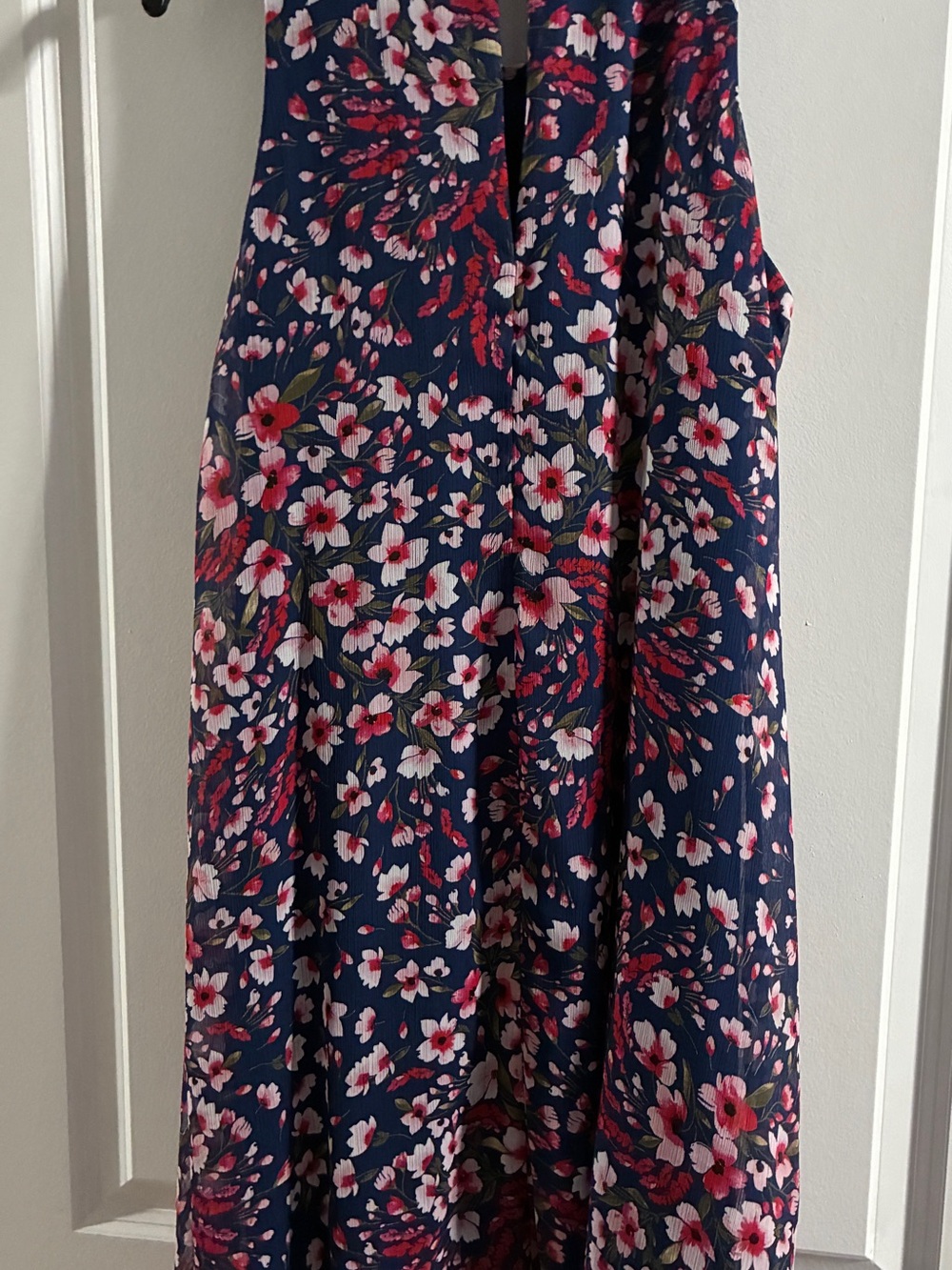 Calvin Klein Navy Floral Maxi Dress with Pink Accents